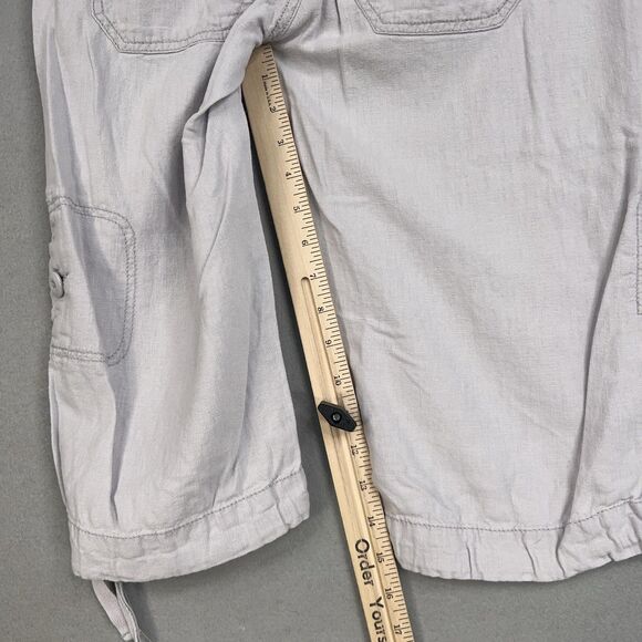 Hei Hei Pants Womens 4 Light Gray Linen Blend Cargo Capri Drawstring Utility Y2K - Picture 13 of 15